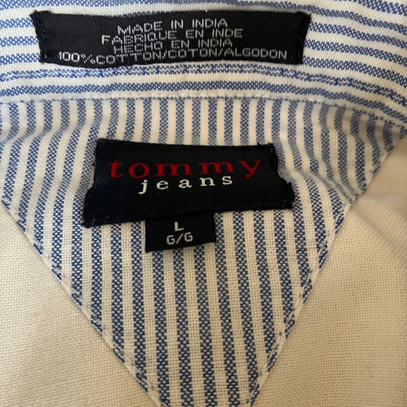 Tommy Jeans Cropped Cotton White Oxford Blouse - Size Large - Picture 6 of 8